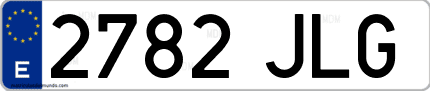 Ejemplo de matrícula de coche ordinaria 2782 JLG