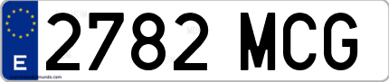 Ejemplo de matrícula de coche ordinaria 2782 MCG