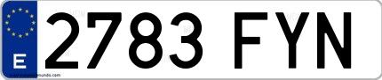 Ejemplo de matrícula española 2783 FYN