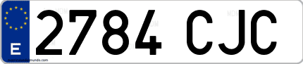 Ejemplo de matrícula de coche ordinaria 2784 CJC