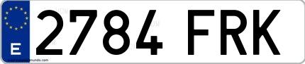 Ejemplo de matrícula de coche ordinaria 2784 FRK