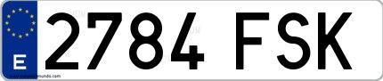 Ejemplo de matrícula española 2784 FSK