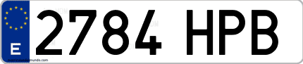 Ejemplo de matrícula de coche ordinaria 2784 HPB