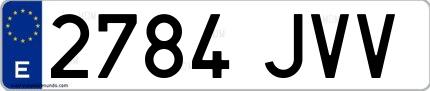 Ejemplo de matrícula de coche ordinaria 2784 JVV
