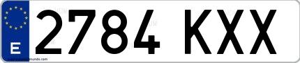 Ejemplo de matrícula española 2784 KXX