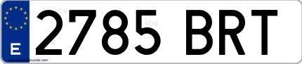 Ejemplo de matrícula española 2785 BRT