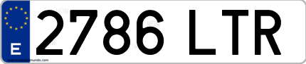 Ejemplo de matrícula de coche ordinaria 2786 LTR