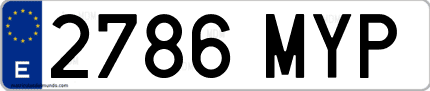 Ejemplo de matrícula de coche ordinaria 2786 MYP