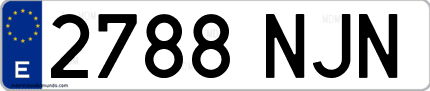 Ejemplo de matrícula de coche ordinaria 2788 NJN