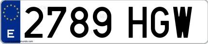Ejemplo de matrícula española 2789 HGW