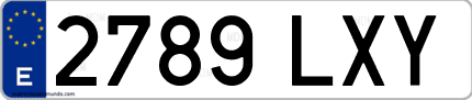 Ejemplo de matrícula de coche ordinaria 2789 LXY