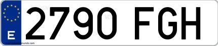 Ejemplo de matrícula española 2790 FGH