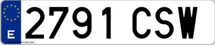 Ejemplo de matrícula española 2791 CSW
