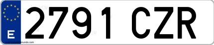 Ejemplo de matrícula española 2791 CZR