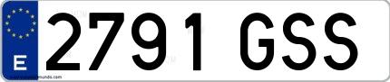 Ejemplo de matrícula de coche ordinaria 2791 GSS