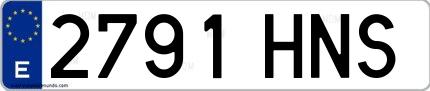 Ejemplo de matrícula española 2791 HNS