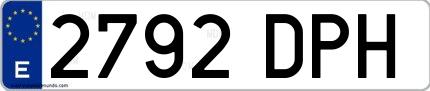 Ejemplo de matrícula española 2792 DPH