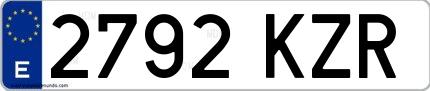 Ejemplo de matrícula española 2792 KZR