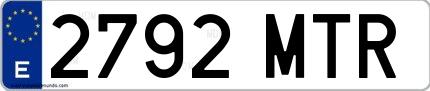 Ejemplo de matrícula española 2792 MTR