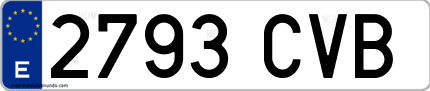 Ejemplo de matrícula de coche ordinaria 2793 CVB
