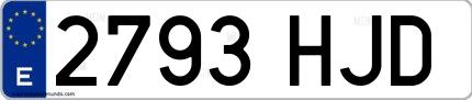 Ejemplo de matrícula española 2793 HJD