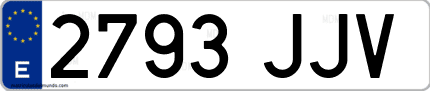 Ejemplo de matrícula de coche ordinaria 2793 JJV