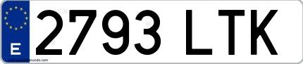 Ejemplo de matrícula de coche ordinaria 2793 LTK