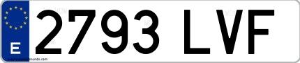 Ejemplo de matrícula española 2793 LVF