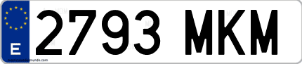 Ejemplo de matrícula de coche ordinaria 2793 MKM