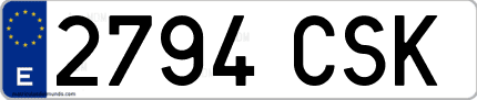 Ejemplo de matrícula de coche ordinaria 2794 CSK