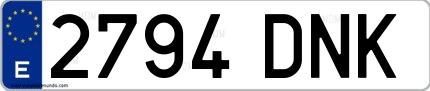 Ejemplo de matrícula española 2794 DNK