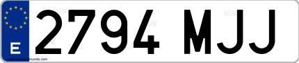 Ejemplo de matrícula española 2794 MJJ