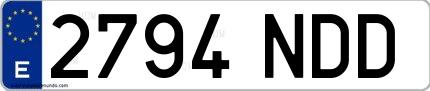 Ejemplo de matrícula española 2794 NDD