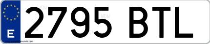Ejemplo de matrícula española 2795 BTL