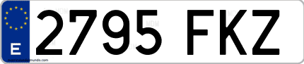 Ejemplo de matrícula de coche ordinaria 2795 FKZ