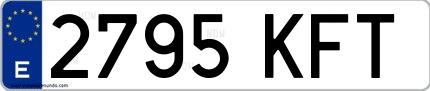 Ejemplo de matrícula española 2795 KFT