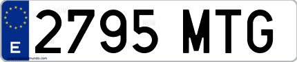 Ejemplo de matrícula de coche ordinaria 2795 MTG