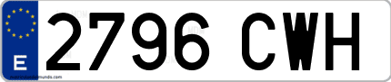 Ejemplo de matrícula de coche ordinaria 2796 CWH