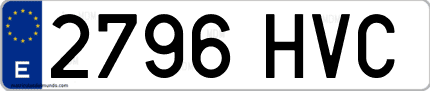 Ejemplo de matrícula de coche ordinaria 2796 HVC