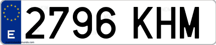 Ejemplo de matrícula de coche ordinaria 2796 KHM