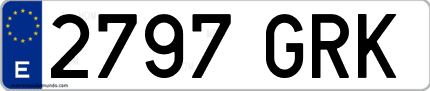 Ejemplo de matrícula de coche ordinaria 2797 GRK