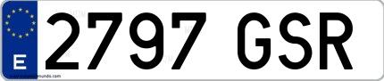 Ejemplo de matrícula española 2797 GSR