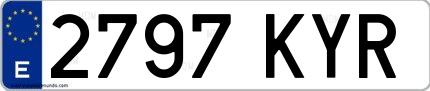 Ejemplo de matrícula de coche ordinaria 2797 KYR