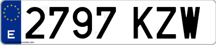 Ejemplo de matrícula de coche ordinaria 2797 KZW