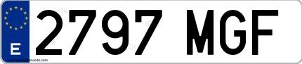 Ejemplo de matrícula de coche ordinaria 2797 MGF