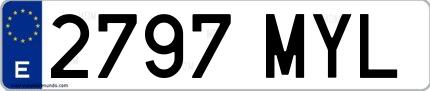 Ejemplo de matrícula española 2797 MYL