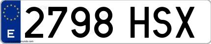 Ejemplo de matrícula española 2798 HSX