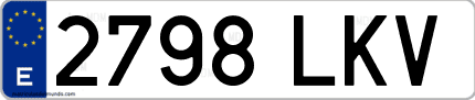 Ejemplo de matrícula de coche ordinaria 2798 LKV