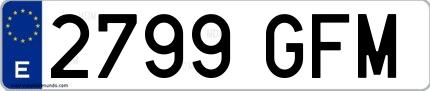 Ejemplo de matrícula española 2799 GFM