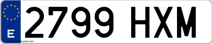 Ejemplo de matrícula de coche ordinaria 2799 HXM